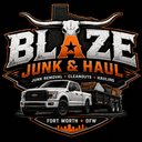 Blaze Junk & Haul logo — longhorn skull and Texas badge